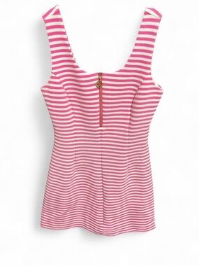 Lilly Pulitzer Nicolette Pink and White Striped Dress with Gold Front Zip